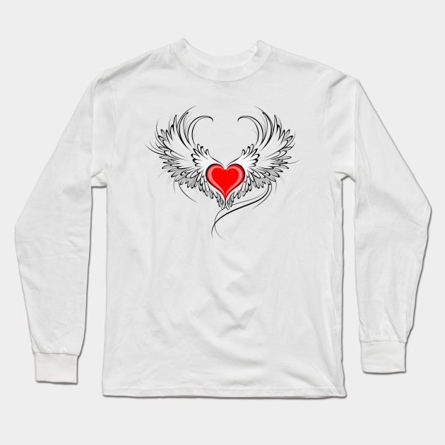 Angel Heart with White Wings Long Sleeve T-Shirt by Blackmoon9